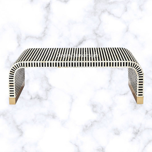 Waterfall Bone Inlay Coffee Table Black