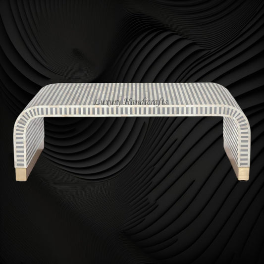 Waterfall Bone Inlay Coffee Table Grey