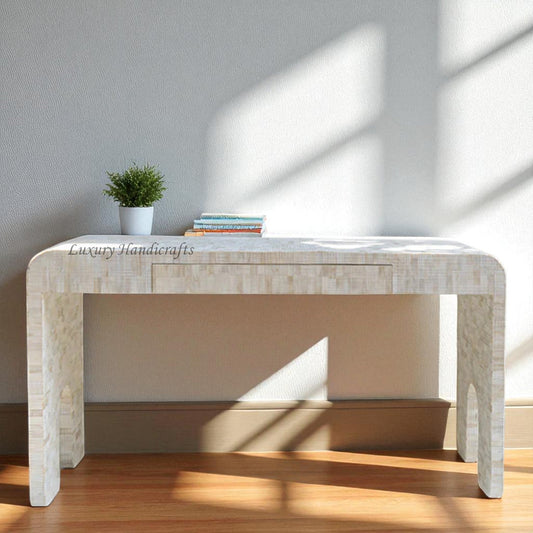 Chiseled Bone Inlay Console Table