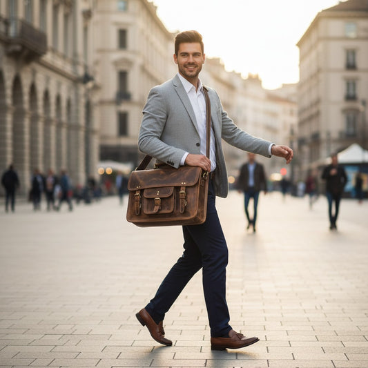 Ezra 16 Inches Hunter Leather Laptop Bag Brown