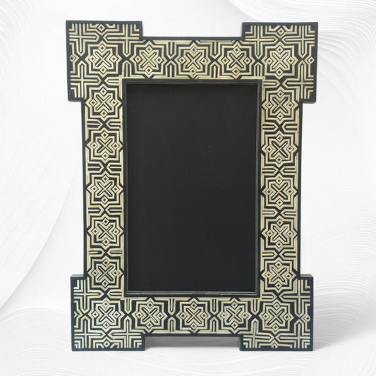 Geometric Black Bone Embossed Mirror