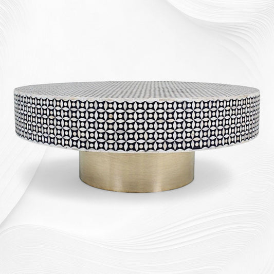 Geometric Bone Inlay Coffee Table Black