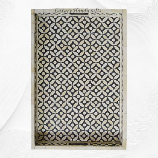 Geometric Bone Inlay Tray Black