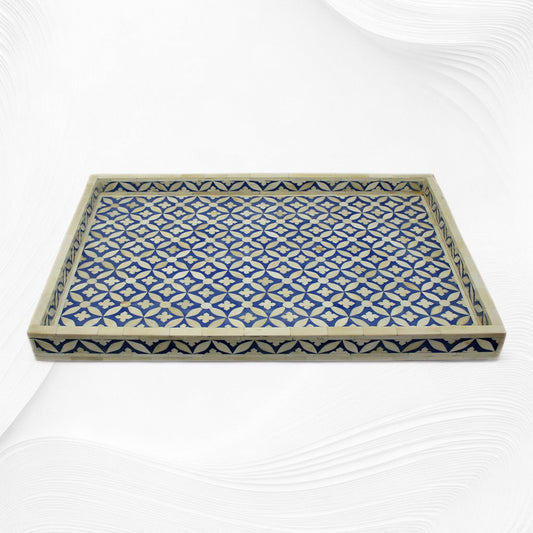 Geometric Bone Inlay Tray Blue