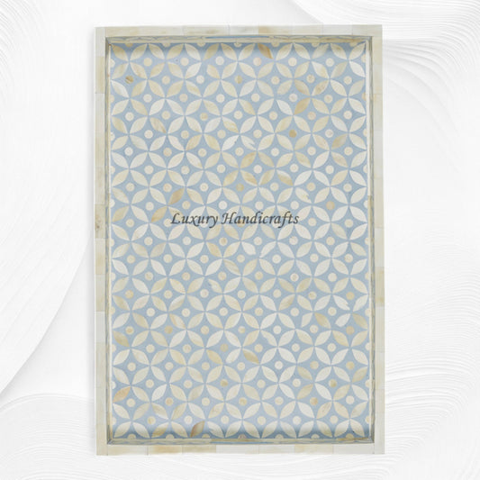 Geometric Bone Inlay Tray Ice Blue