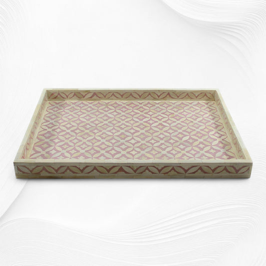 Geometric Bone Inlay Tray Pink