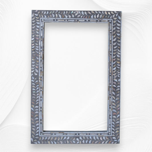 Grey Mother Of Pearl Inlay Leaf Mirror