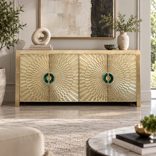 Talitha Brass Embossed 4 Door Credenza