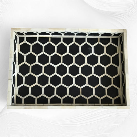 Honeycomb Bone Inlay Tray Black