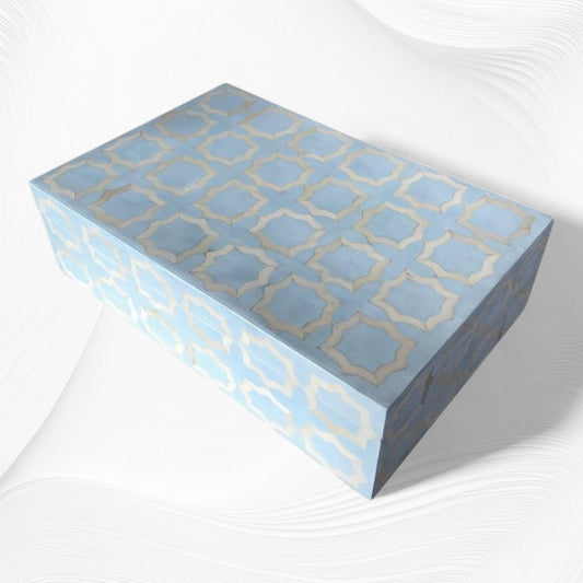 Ice Blue Moroccan Bone Inlay Box