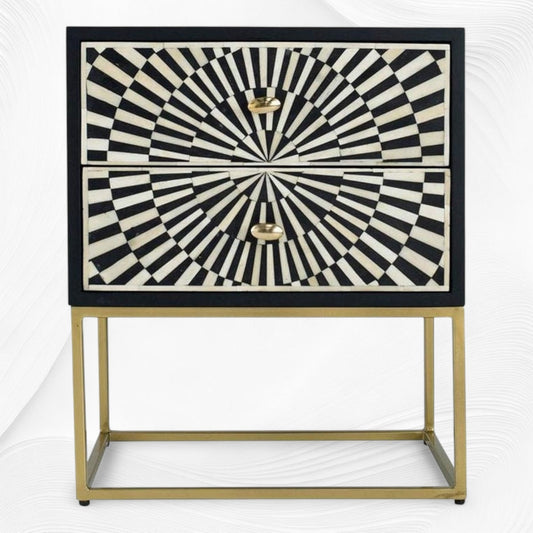Illusion Bone Inlay Nightstand Black