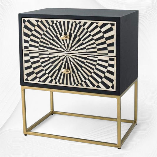 Illusion Bone Inlay Nightstand Black
