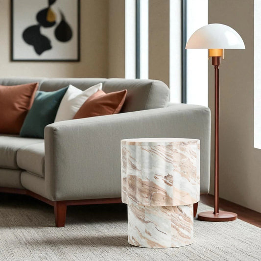 Jolie Marble Side Table Fantasy Brown