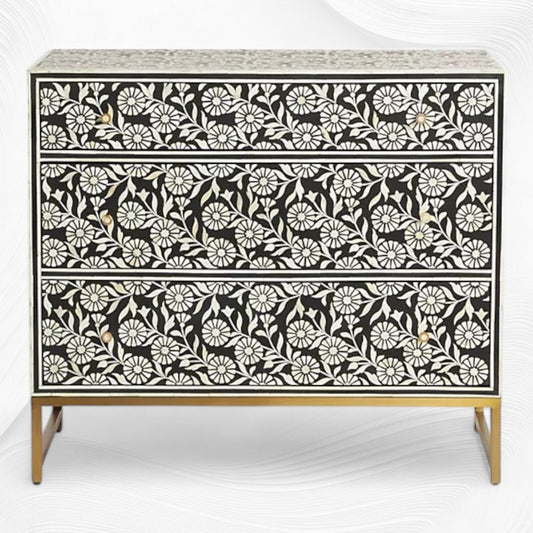 Lalita Inlay Three Drawer Dresser Black