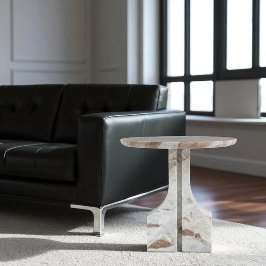 Leo Marble Side Table Fantasy Brown