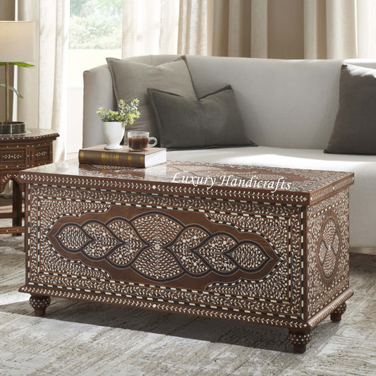 Buy Teakwood Bone Inlaid Trunk Natural