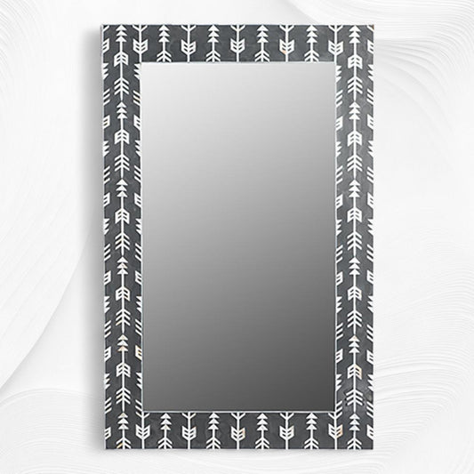 Mother Of Pearl Inlay Arrow Mirror Black