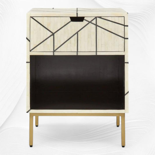 Nola Full Bone Inlay Bedside 1 Drawer