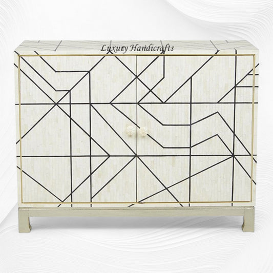 Nola Full Bone Inlay Cabinet Metal Legs Black