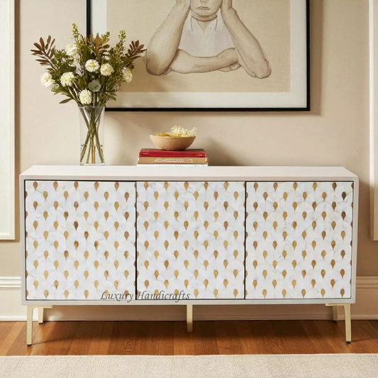 Perla Mother of Pearl Inlay Buffet White