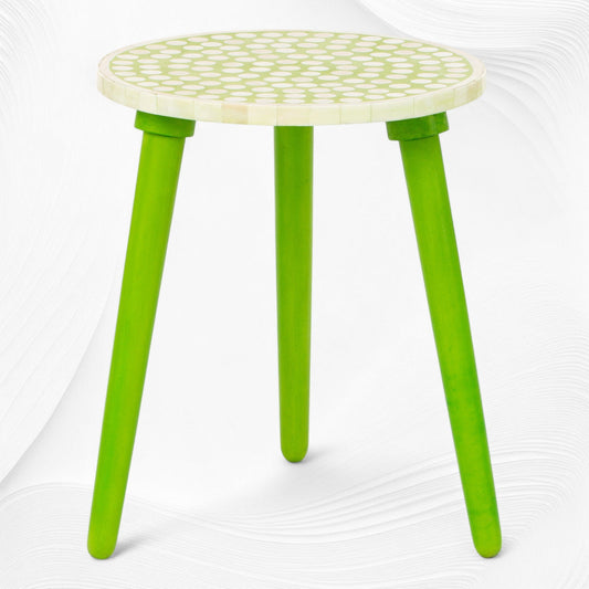 Polka Dot Bone Inlay Side Table Lime Green