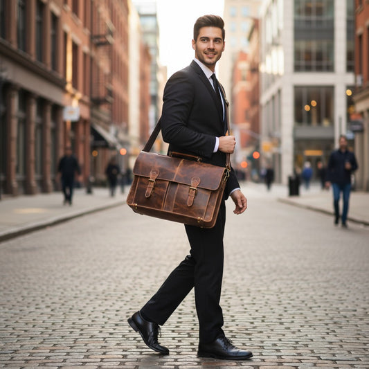 Rover Hunter Leather Messenger Bag Brown