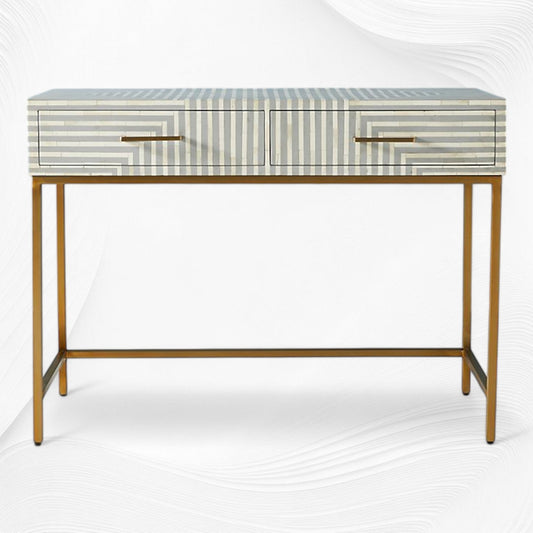 Savi Stripe Bone Inlay Desk Grey
