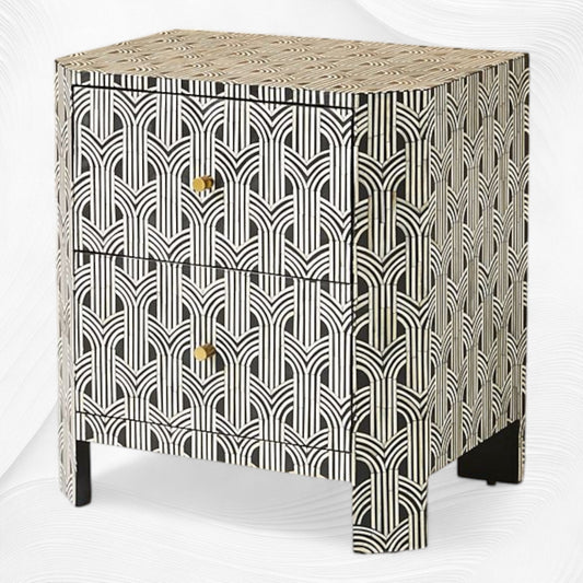Sprinkle Bone Inlay Nightstand Black