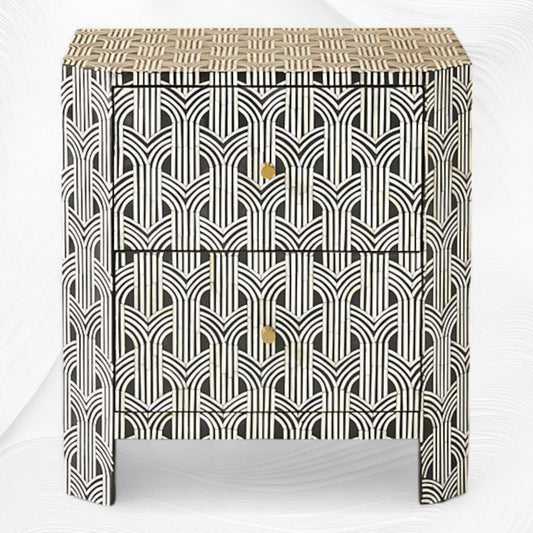 Sprinkle Bone Inlay Nightstand Black