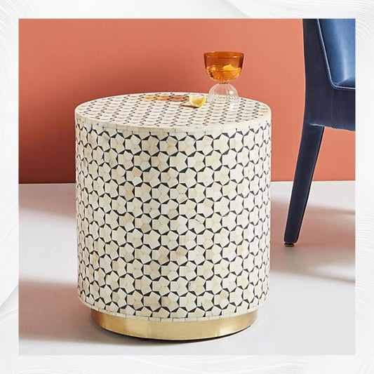 Targua Bone Inlay Side Table Black