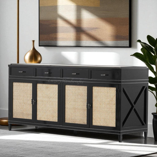 Texas Cane Credenza Black