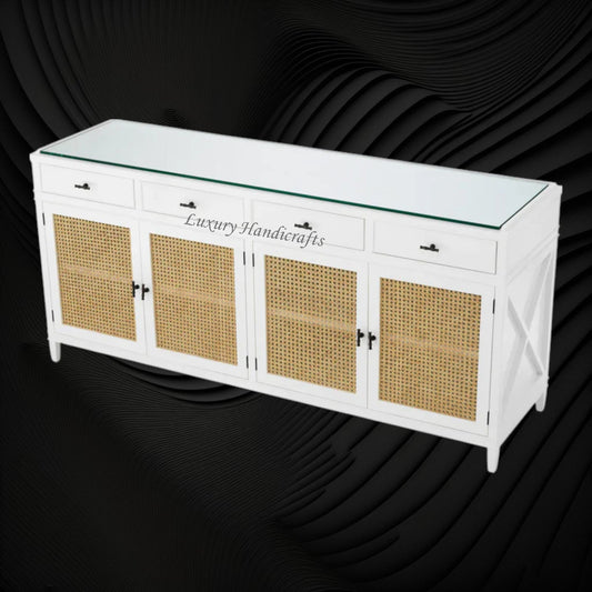 Texas Cane Credenza White