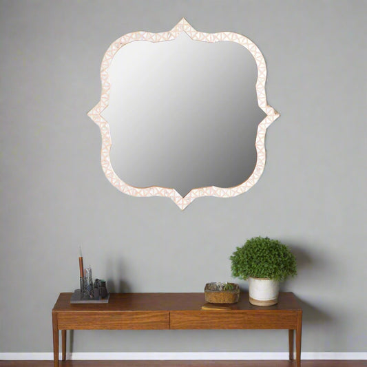 Triangle Mother Of Pearl Inlay Mirror - Nude Pink