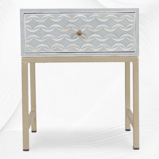 Waves Bone Inlay Bedside Grey