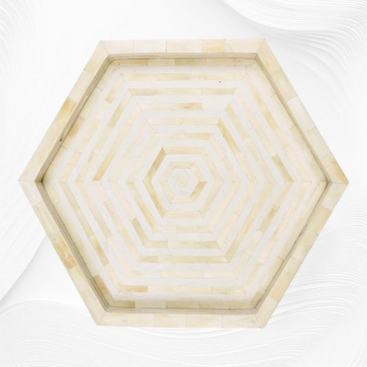 White Bone Inlay Tray Stripe Hexagon | White Bone Inlay Tray