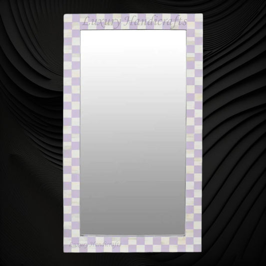 Bone Inlay Checkerboard Mirror Lilac