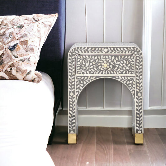 Alice Bone Inlay Bedside Grey