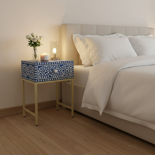 FUSION Bone Inlay Nightstand Blue Ready to Ship