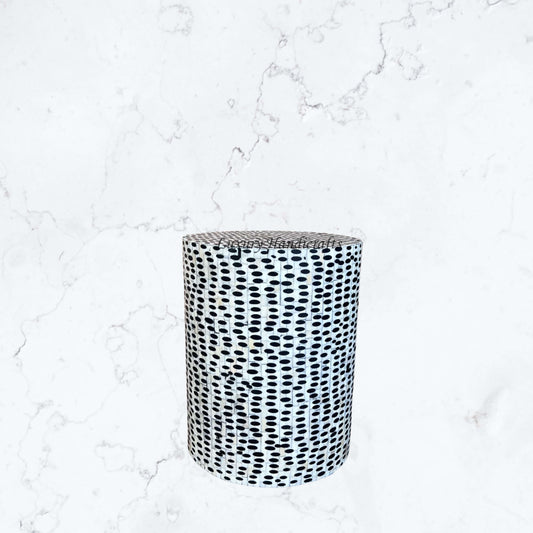 FUSION Full Bone Inlay Round Side Table Black