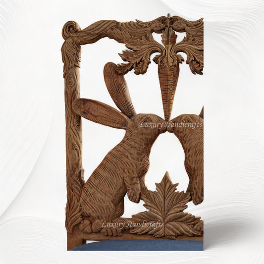 Handcarved Menagerie Rabbit Dining Chair Brown
