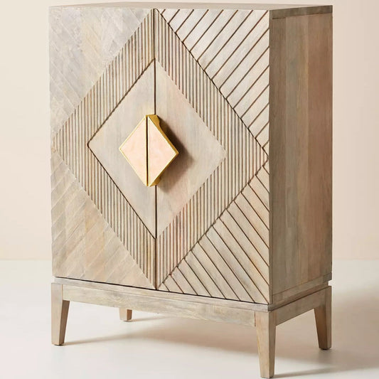 Handcarved Samuel Cabinet Washed Grey