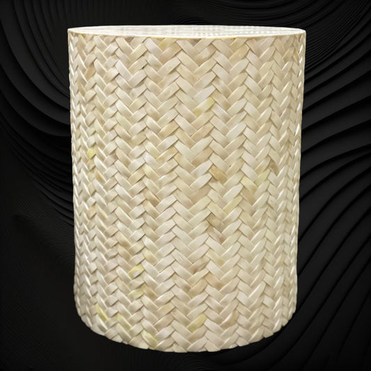 Herringbone Bone Inlay Round Side Table