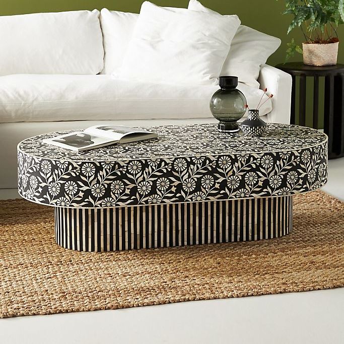 Luxury Laila Inlay Coffee Table Black luxuryhandicrafts.in