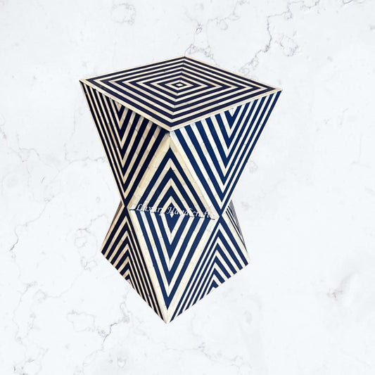 Riley Bone Inlay Side Table Blue