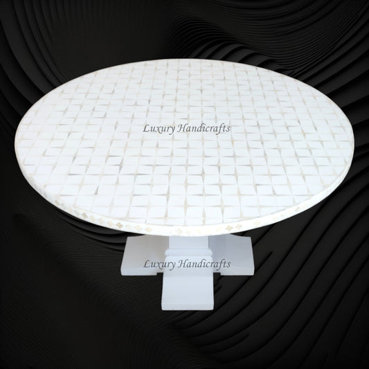 Star Bone Inlay Dining Table White