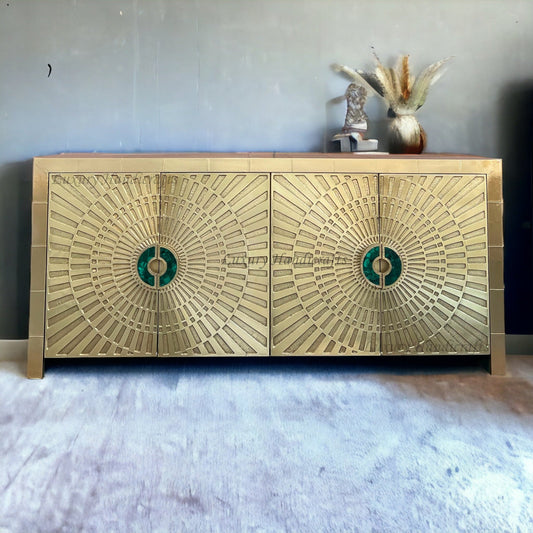 Talitha Brass Embossed 4 Door Credenza