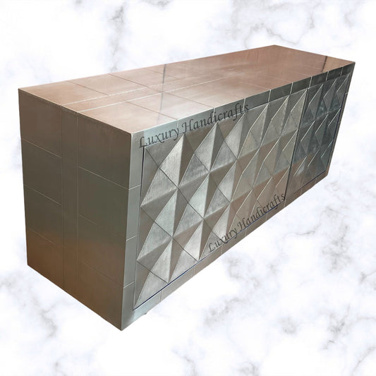 Talitha Silver Metal Embossed Credenza