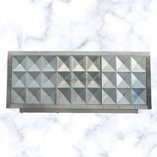 Talitha Silver Metal Embossed Credenza