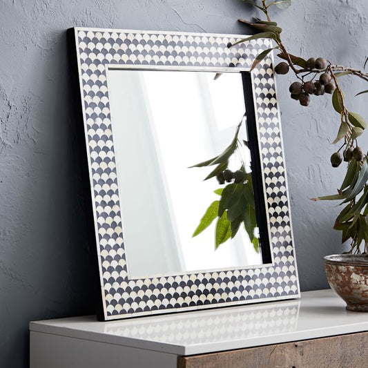 Bone Inlay Square Drop Mirror Black