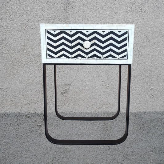 FUSION Chevron Bone Inlay Bedside Black
